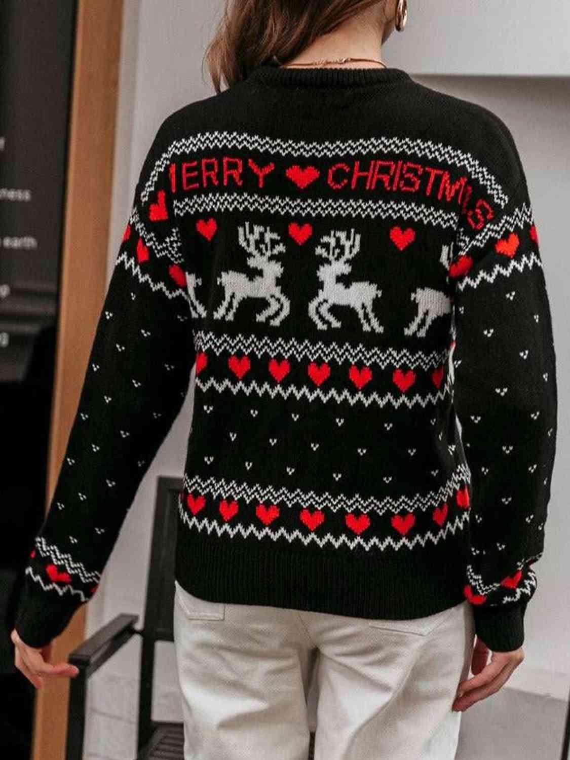 MERRY CHRISTMAS Round Neck Sweater  Jassorted   