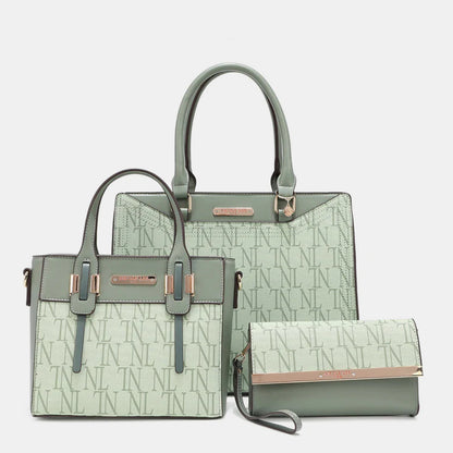 Nicole Lee USA 3-Piece Letter Print Handbag Set  Trendsi SAGE  