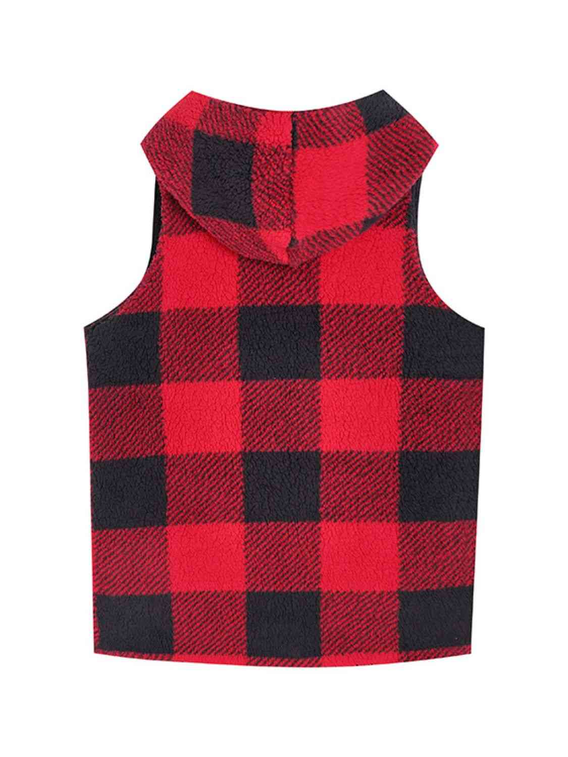 Plaid Hooded Vest  Jassorted   