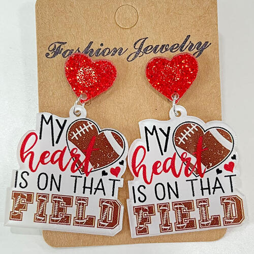 Heart Shape Sports Theme Acrylic Dangle Earrings  Jassorted Style F One Size 