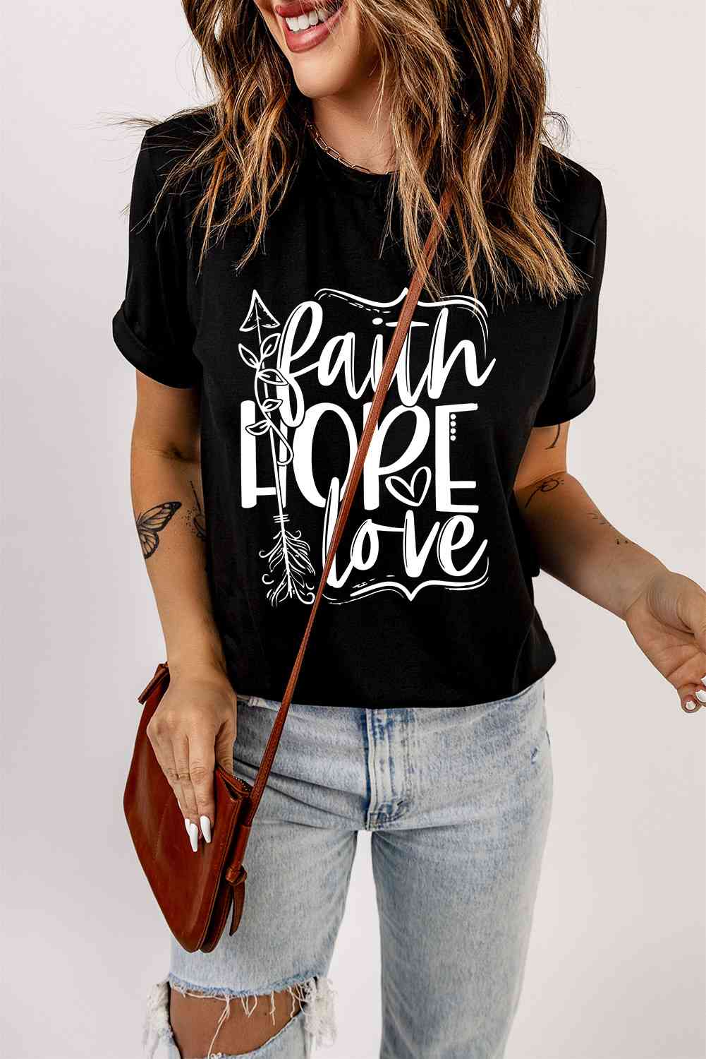 FAITH HOPE LOVE Graphic Tee Shirt  Jassorted   