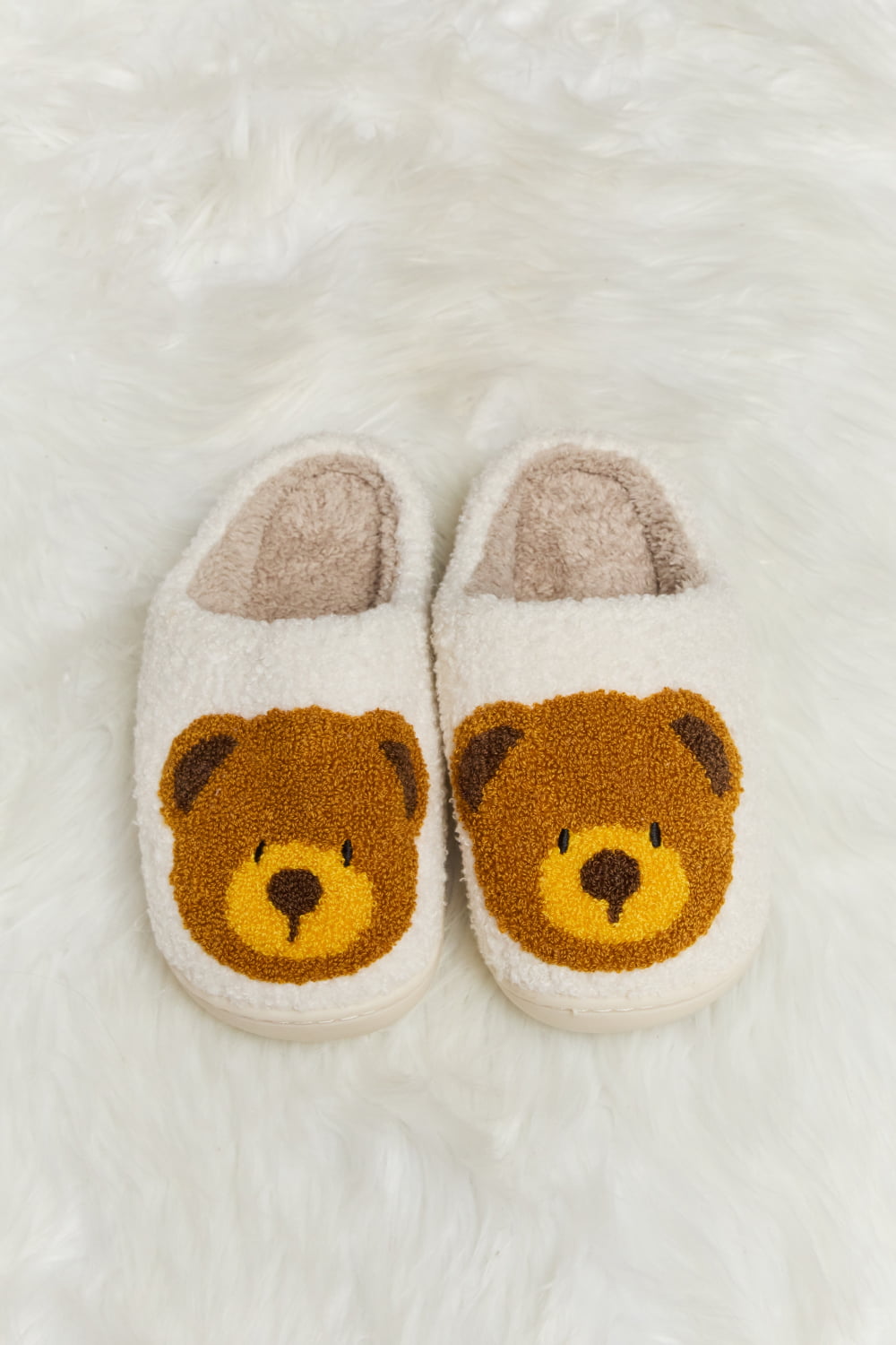 Teddy Bear Print Plush Slide Slippers  Trendsi   