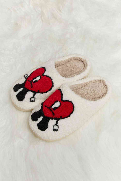 Melody Love Heart Print Plush Slippers  Trendsi   