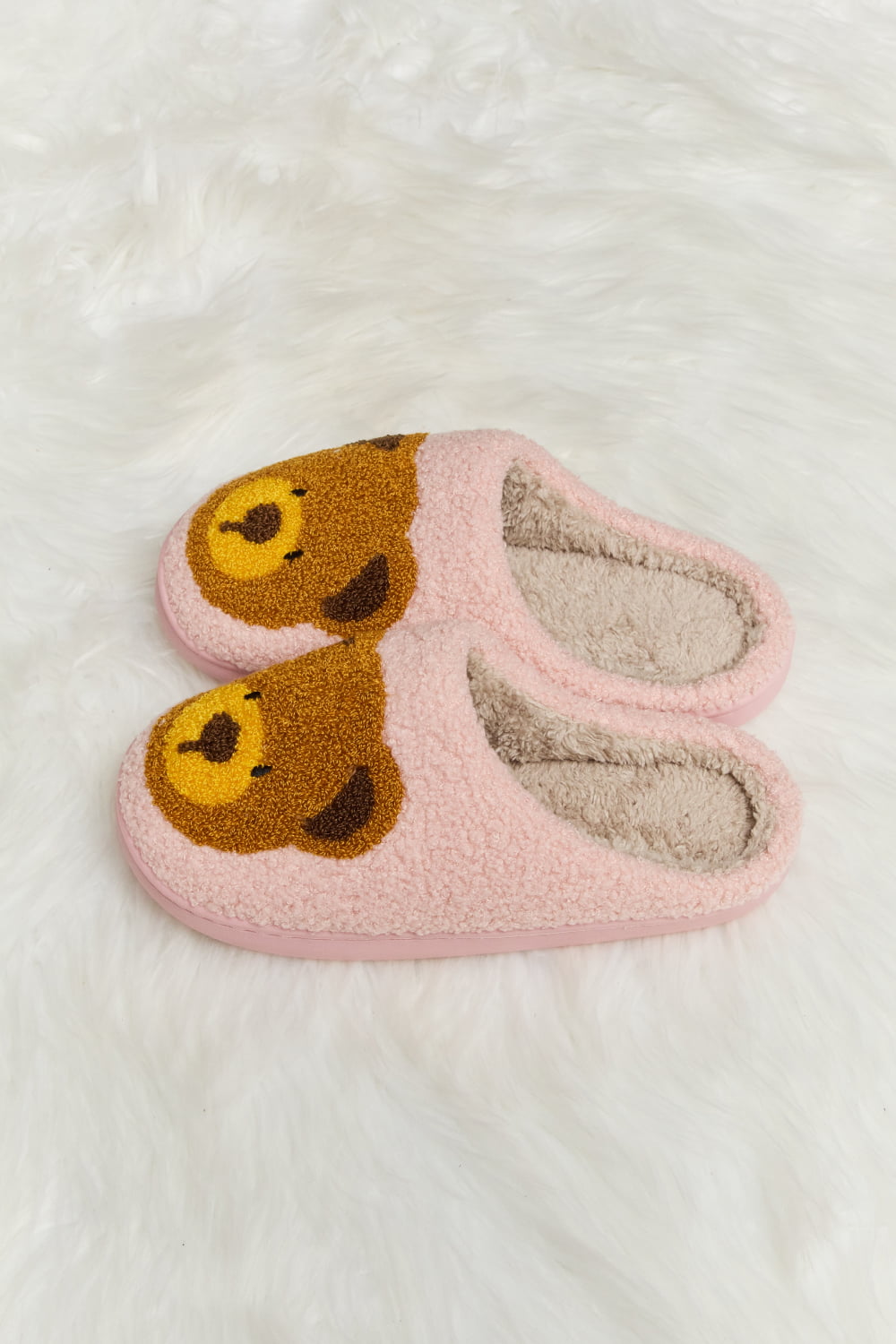 Teddy Bear Print Plush Slide Slippers  Trendsi   