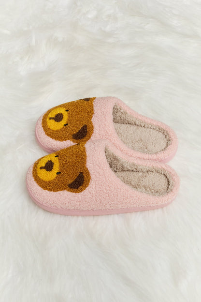 Teddy Bear Print Plush Slide Slippers  Trendsi   